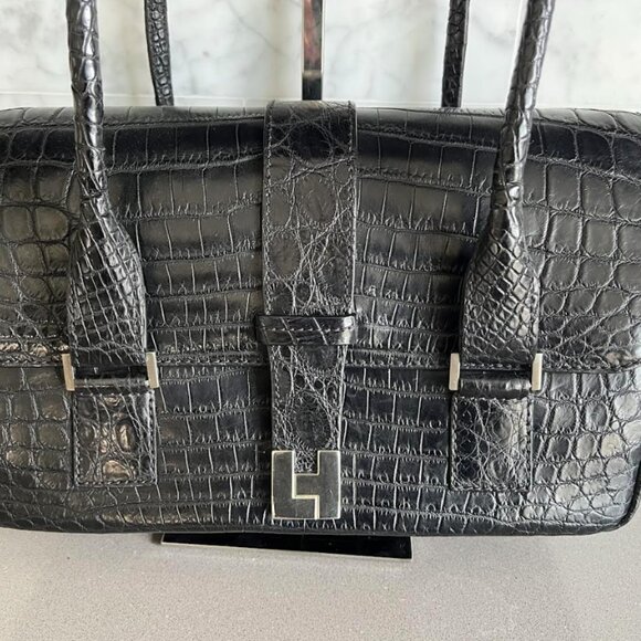 $7.5K LAMBERTSON TRUEX BLACK CROCODILE PURSE BAG *TIFFANY & CO* - Picture 2 of 12